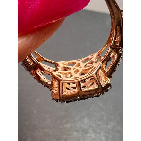 Purple and white CZ rose gold over sterling silver ring size 9 - Picture 8 of 11